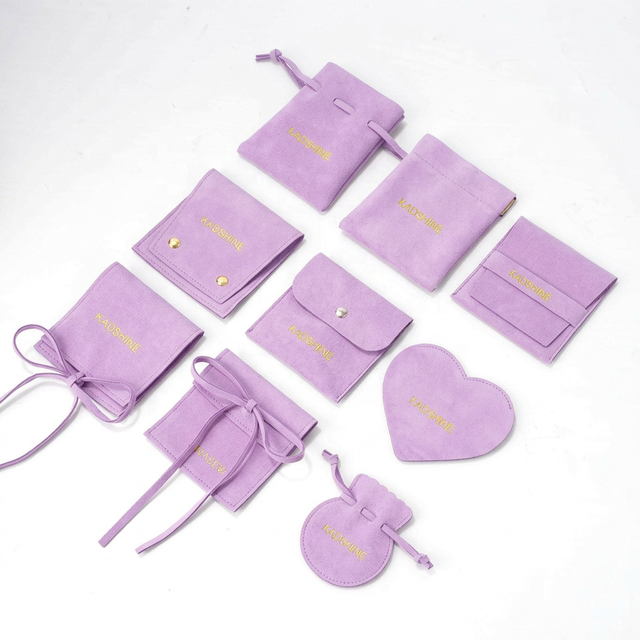 Custom logo Drawstring Cotton Dust Bag  Suede Microfiber Velvet Jewelry Pouch for  Ring Earring Necklace Bracelet Gift Packaging