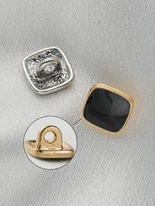 Chất lượng cao 11mm vuông Kẽm hợp kim kim loại nút tinh tế Đen Inlay mạnh mẽ Shank nhấn nút trang trí cho hàng may mặc - Product Image 3