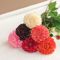 Fleurs de dahlia en soie haut de gamme, faites à la main, modernes, réalistes et hydratantes, à double tête, branche unique, pour salon et table à manger