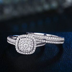 Ensemble de bagues de luxe pour couple, pour femmes, scintillantes, élégantes, bijoux de mariage tendance - Product Image 6
