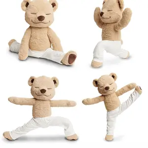 Boneka mainan mewah beruang Yoga, Teddy Bear kreatif bentuk variabel beruang Logo kustom boneka Yoga Teddy hadiah mainan hadiah ulang tahun