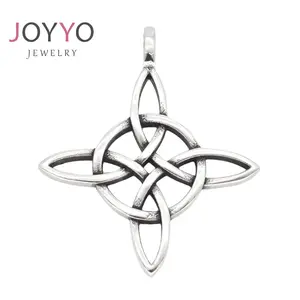 Viking Symbol Irish Knot Pendant Hollow Cutting Witch Knot Stainless Steel Necklace Nordic Amulet Jóias para Mulheres Homens