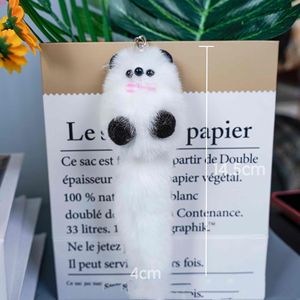 QQ Mink Fur Pom Pom Ball <b>Cute</b> <b>Bear</b> Raccoon Keychain Charms Fluffy Bow Long Tail Fox Key Chains Plush Toys Bags Charm Car Key - Product Image 3