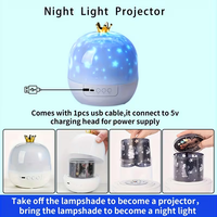 Proyector LED USB Dream Crown, Lámpara Nocturna de Batería, Material ABS, Lámpara Infantil para Dormitorio, Atmósfera de Estrellas Multicolores