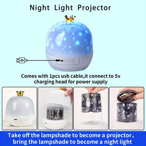 Projecteur LED USB Mini Dream Crown, veilleuse à piles en ABS, <span class=keywords><strong>lampe</strong></span> de chambre pour enfants avec lumière musicale d'ambiance étoilée - Product Image 6