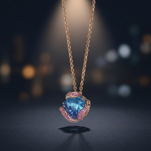 Rose Gold Plated Topaz Pendant Necklace Flower Shape Women Luxury <b>Box</b> <b>Chain</b> Everyday Wear - Product Image 3