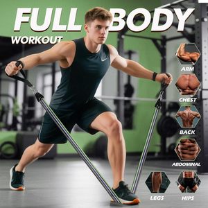 Tubes de résistance pour le fitness à 5 niveaux de couleur personnalisée pour hommes et femmes, avec poignées, sangles de <span class=keywords><strong>cheville</strong></span> et ancrage de porte. - Product Image 5
