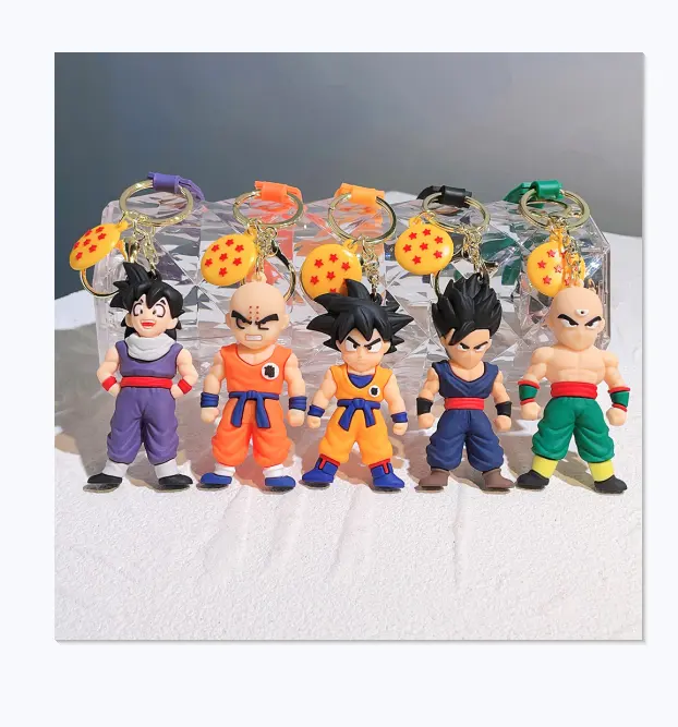 Cartoon 3D Dragon Ball Keychain Pendant Wholesale Car Key Bag Accessories with Wrist Strap Keyring Custom Gift Key Chain