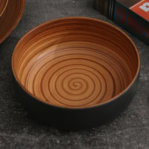WEIYE NEW Porcelain Matte Dish Bowl Plate Household Hotel Supplies Wood Feature Ceramic Dinnerware Set With Gift Box