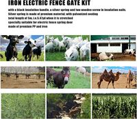 Kit de portail de clôture électrique agricole en plastique de 5 mètres avec accessoires de porte à ressort pour animaux, poignée et clou isolé