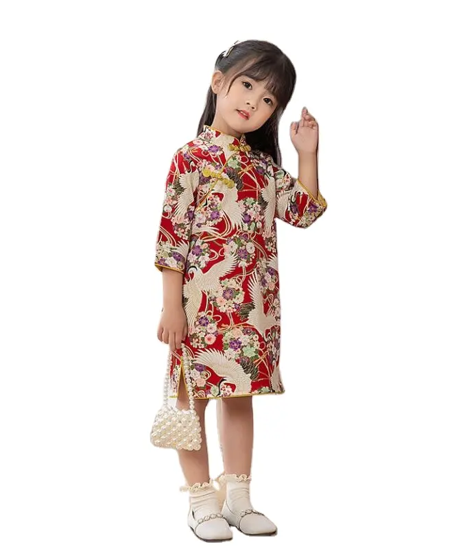 Qipao-vestidos bonitos para bebés y niñas, ropa de fiesta, disfraz chino de media manga, regalo de Año Nuevo, envío gratis