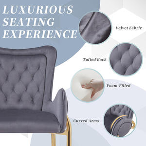 Juego de 2 Sillas de Bar Ajustables en Altura con Patas Doradas y Reposapiés, Sillas de Terciopelo con Brazos para Comedor y Sala de Estar - Product Image 5