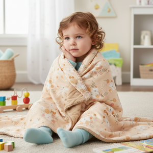 花柄マルチカラープリントニットフリースベビーソフトプラッシュミンキーブランケット 男の子と女の子の赤ちゃん幼児向け 四季対応 - Product Image 1