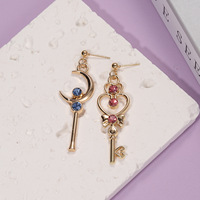 Boucles d'oreilles asymétriques Cœur et Lune Style Marin pour Filles - Breloques Tendance