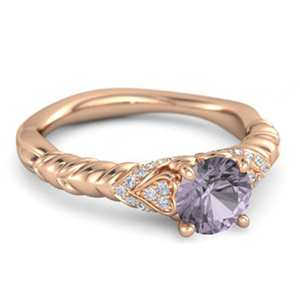 Joyería de Cuarzo Lavanda, Anillo de Boda de Cuarzo Lavanda, Cuadrado, Especial para Compromiso, Cuarzo Lavanda - Product Image 2