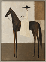 Peinture sur toile abstraite minimaliste représentant un cavalier équestre et un cheval, art mural neutre brun pour hôtel, villa, club-house, décoration murale personnalisée