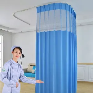 Hospitals Antibacterials Waterproof Flame Retardant Polyester Medical Curtain Track Hospital Curtain