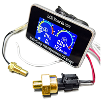 12v/24v 4in1 LCD voiture jauge numérique voltmètre pression d'huile carburant eau température mètre M10 NPT capteur de pression d'huile