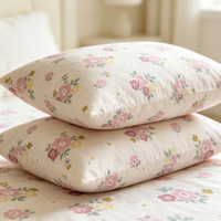 Parure de lit florale élégante rose imprimée en tissu doux, housse de coussin, draps de lit king size, drap-housse imperméable – Vente en gros