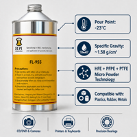 Lubrifiant à film sec HANGUANG FL-955 PTFE à très faible viscosité, séchage rapide, anti-poussière, antistatique 1KG -30 180 pour caméra et imprimante
