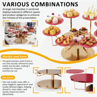 Support à gâteau de mariage en acier inoxydable + acrylique, couleur or rose, pour usage commercial dans les restaurants, hôtels, traiteurs et buffets