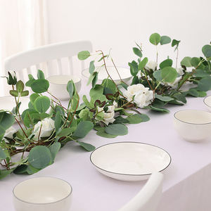 Decorazione di cerimonia nuziale Artificiale di Seta Del Faux di Foglie di Eucalipto Ghirlanda Del Fiore della Rosa <span class=keywords><strong>Runner</strong></span> - Product Image 6