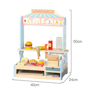 Jouet de simulation de production de hamburgers en bois pour enfants, <span class=keywords><strong>magasin</strong></span> de vente de hamburgers pour bébés, département de vente de hamburgers, jouet à découper - Product Image 2