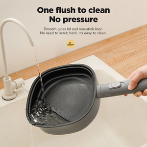 Dreepor Personal Electric Skillet 600W Rapid Heating Nonstick Surface Tempered Glass Lid Electric <strong>Frying</strong> <strong>Pan</strong> - Product Image 4