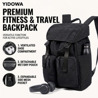 Sac à dos à enroulement avec pochette amovible pour articles humides et secs, poche latérale isotherme pour bouteille, compartiment rembourré pour ordinateur portable, idéal pour les trajets quotidiens