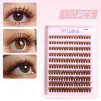 En gros, Kit DIY de cils en grappe tournesol marron, Faux cils naturels à bande fine et effilée