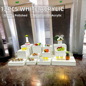 White <b>Acrylic</b> Buffet Display Riser Set Glossy Dessert Food <b>Stand</b> Cube Display Rack for Wedding Party Catering - Product Image 2