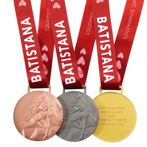 <span class=keywords><strong>Mat</strong></span> or argent cuivre coulée médaille rubans personnalisé métal debossed logo sport badminton danse batistana médaille - Product Image 1