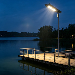 Lampadaires solaires 100W IP65 les plus vendus, nouveaux, avec détection radar intégrée, télécommande intelligente, éclairage d'ingénierie - Product Image 3