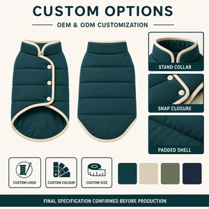 Veste matelassée pour chien, col haut, garniture contrastée, boutons-pression, pour Schnauzer, chiens de petite et moyenne taille - Product Image 2