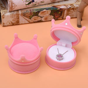 Kotak perhiasan cincin mahkota, kotak perhiasan, tampilan hadiah Valentine mahkota beludru - Product Image 4