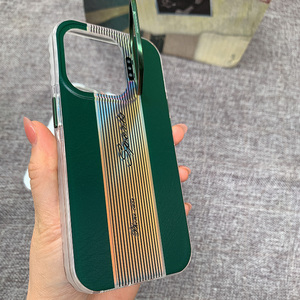 Kinh Doanh Thời Trang Gradient Da & PC Cover Quay Lại Laser Khắc Chống Sốc Điện Thoại Trường Hợp Đối Với iPhone 15 14 13 12 Pro Max 14 15 Cộng Với - Product Image 3