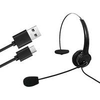 OMFOX Headset Komputer Berkabel Satu Telinga 3.5mm Dual Plug Over Ear Headphones Boom Microphone untuk PC
