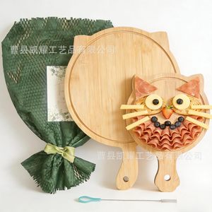 Planche à découper en bambou en forme de chat mignon, petite et grande taille, pour servir des aliments, des fruits et des collations, avec poignée - Product Image 1