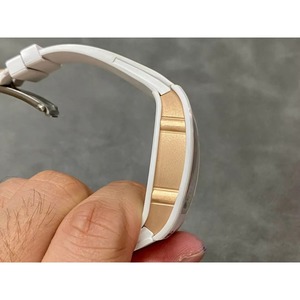 Reloj Mecánico Automático Ultra Elegante con Esfera Blanca de Cerámica y Diamantes, Caja Tonneau, Correa de Goma, Estilo Antiguo, Unisex, para Uso Diario, Casual y de Negocios - Product Image 3