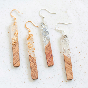 Handmade Natural <b>Resin</b> & Wood Drop Earrings for Women Lightweight Boho Dangle Natural Pearl Party Jewelry Gift - Product Image 1