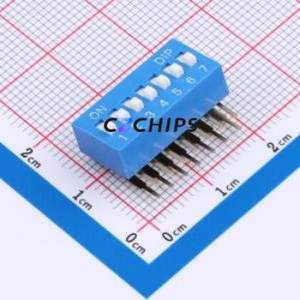 DA-07-B DIP Switch Through hole Component (THT) Switch ( Number of Switch Sections: 6 )( Lead Spacing: 2.54mm )( Color: Red ) - Product Image 1