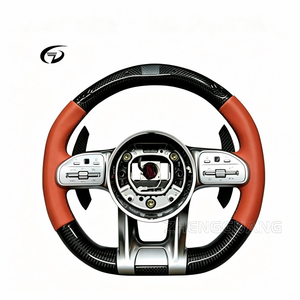 Volant en fibre de carbone LED niveau 45 adapté aux Mercedes C217 W221 W222 S63 C63 GLA45 C43 SLC <span class=keywords><strong>43</strong></span> R172 <span class=keywords><strong>AMG</strong></span> W205 CLA <span class=keywords><strong>GLA</strong></span> - Product Image 1