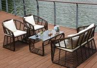 Liquidation de meubles d'extérieur en rotin de haute qualité Ensemble de meubles de jardin en rotin synthétique polyrattan moderne de 4 pièces à vendre