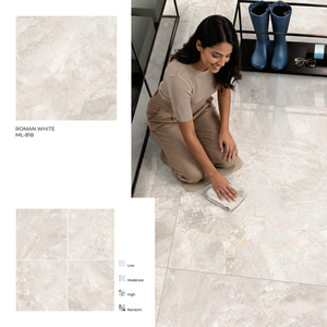 Carreaux de porcelaine émaillée polie Seina Crema 800x800mm PGVT, surface marbre crème, revêtement de sol - Product Image 5