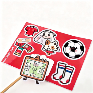 Pegatinas personalizadas con logo de dibujos animados, troqueladas, autoadhesivas, impermeables, para decoración de fútbol, para embalaje. - Product Image 3