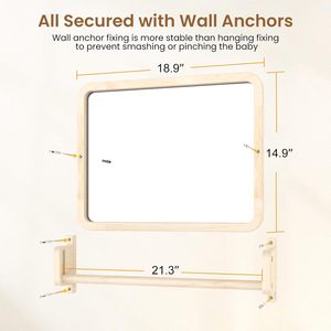 Specchio Montessori con Barra, Giocattolo per Bambini per Imparare a Stare in Piedi, Cornice in Legno Naturale, Barra Regolabile per Coordinazione Infantile, Piccolo Specchio - Product Image 5