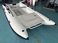 Bateau pneumatique catamaran en aluminium de 3,8 m, Mehler PVC, capacité de 6 personnes avec plateforme d'extension à l'avant pour la surveillance, fabriqué en Chine OEM ODM