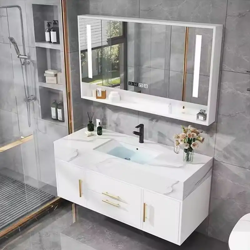 Beyaz banyo vanity lavabo ile 24 inç yıkama havzaları tasarımlar banyo makyaj bâtıla mobilya lavabo mutfak dolabı seti