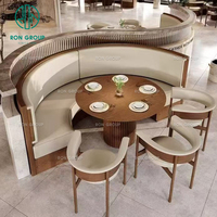 Meubles de restaurant Ron Group, table ronde en bois, chaise courbée, café, salon de thé, canapé en cuir rembourré blanc crème moderne
