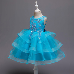 Vestido de Princesa para Niñas Baihui, Tul, Corte en A, Cuello Redondo, Bordado con Flores, Hecho a Medida para Eventos - Product Image 4